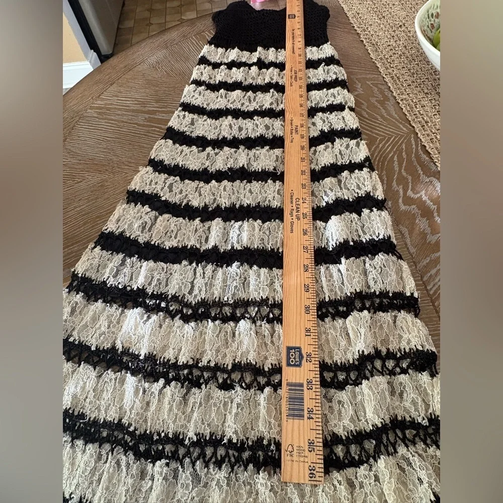 Free People black combo striped knit midi dress size Small